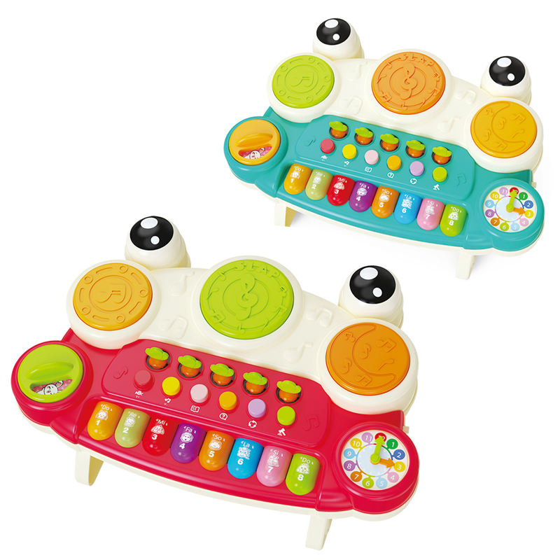 Rainbow Toys Multi-Functional Electronic Drum Keyboard Sensory ABS Plastic Frog Piano Toy