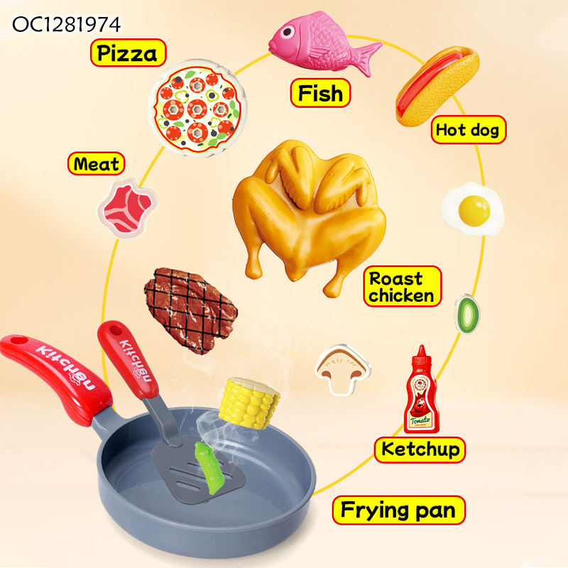 FiveStar Kitchen Pretend Play Plastic Toy Gas Stove Set Kids Cooking Tableware Play Set