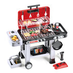 Food Allince Kitchen Play Set Plastic Simulation Handcart BBQ Grill with Electric Flat Grills & Spray Real Cooking Playset