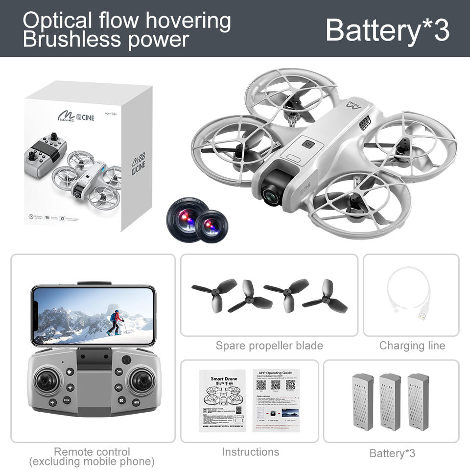 Rainbow Toys M88 Drone with Dual Camera Brushless Motor WIFI Transmission Optical Flow Position Headless Mode 480p mini size drone