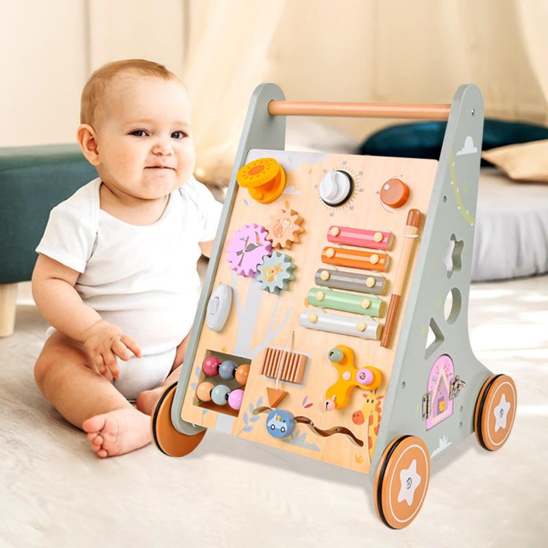 Wooden Baby Walker & Activity Centre - 5-in-1 Educational Push Toy for Toddlers (18+ Months)