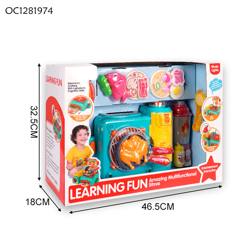 FiveStar Kitchen Pretend Play Plastic Toy Gas Stove Set Kids Cooking Tableware Play Set