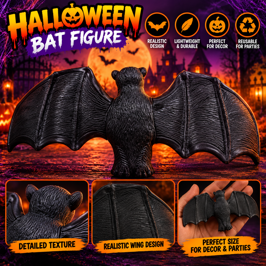 Halloween Black Bat Hanging Decoration – Spooky Bat Prop