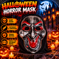 Scary Horror Demon Mask with Red Eyes & Black Hood