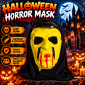 Yellow Vampire Halloween Mask with Black Hood