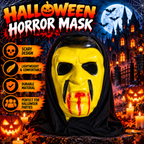 Yellow Vampire Halloween Mask with Black Hood
