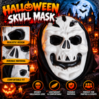 Skull Face Halloween Mask with Black Hood