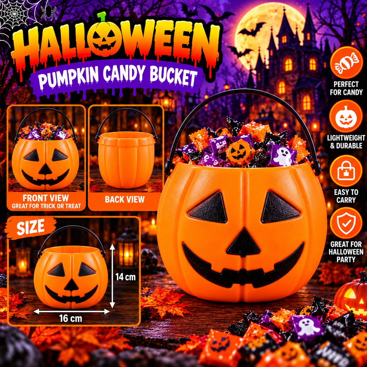Halloween Pumpkin Face Toy – Orange Jack Pumpkin