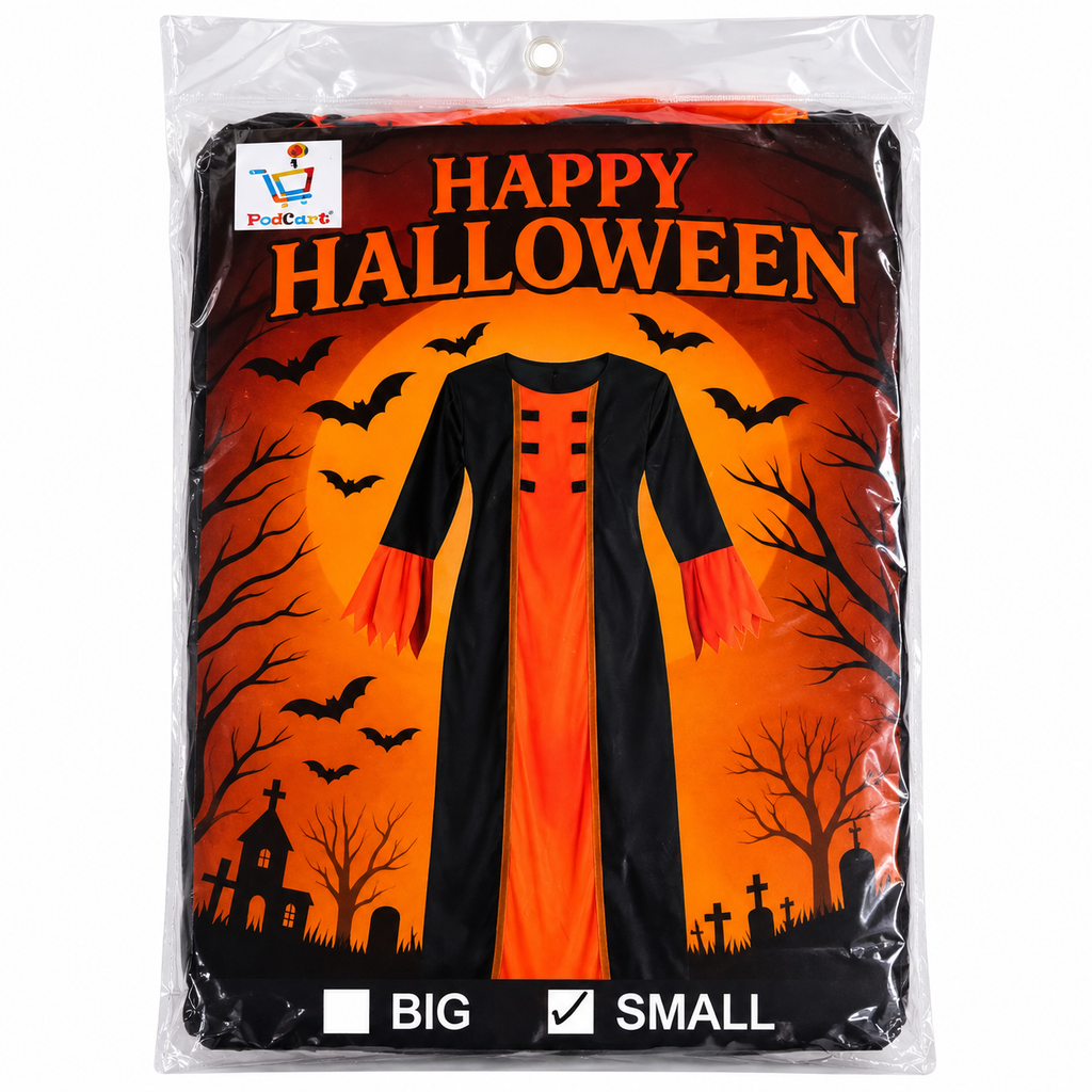 Kids Halloween Vampire Costume – Black & Orange Dress Costume