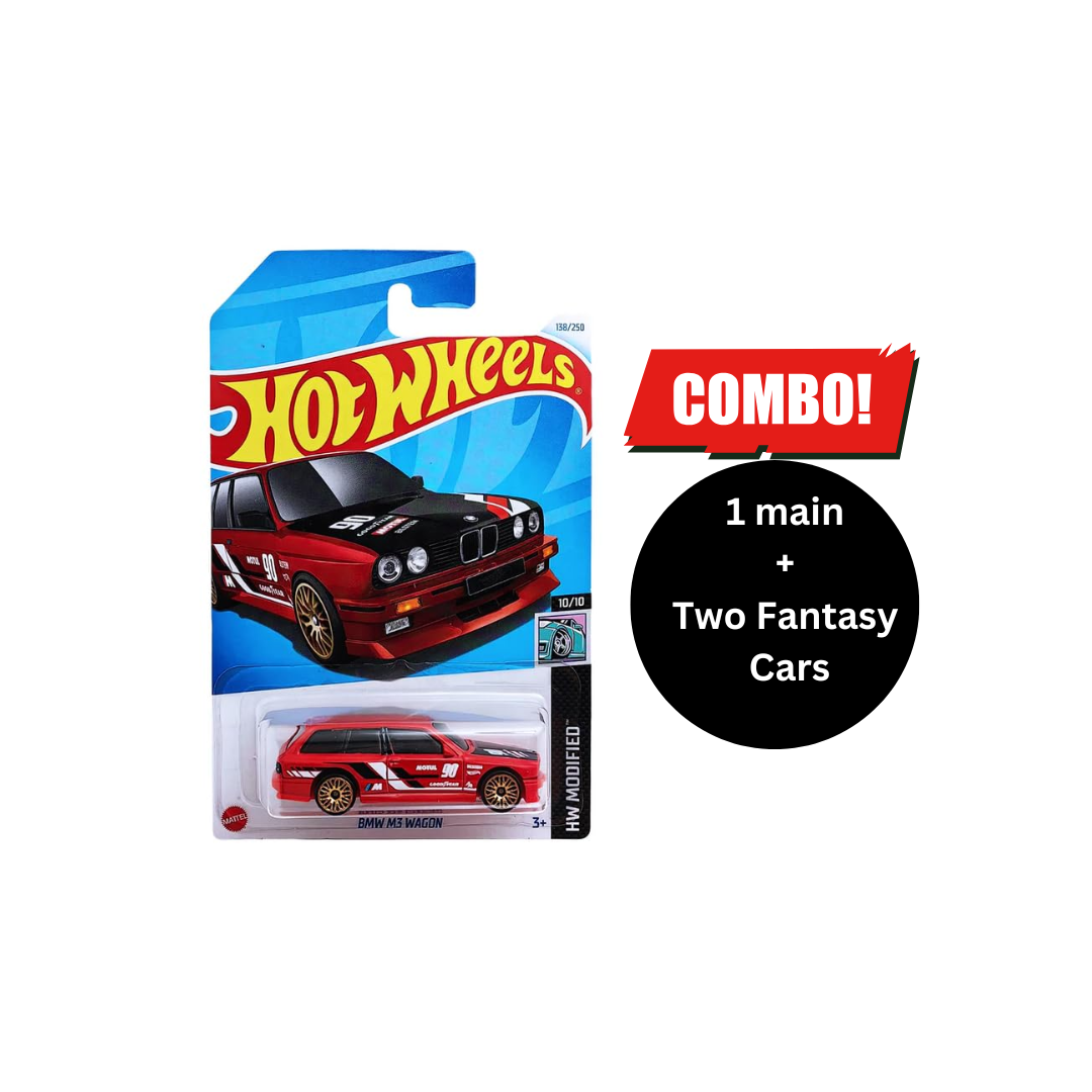 Hot Wheels 1:64 Scale  BMW M3 Wagon Combo (1 main + 2 fantasy Car Free)