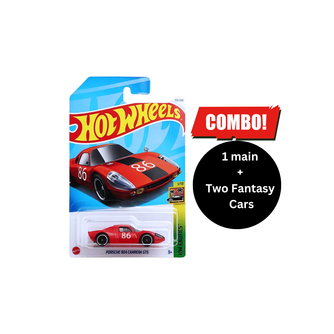 Hot Wheels 1:64 Scale Porsche 904 Carrera GTS Combo (1 main + 2 fantasy Car Free)