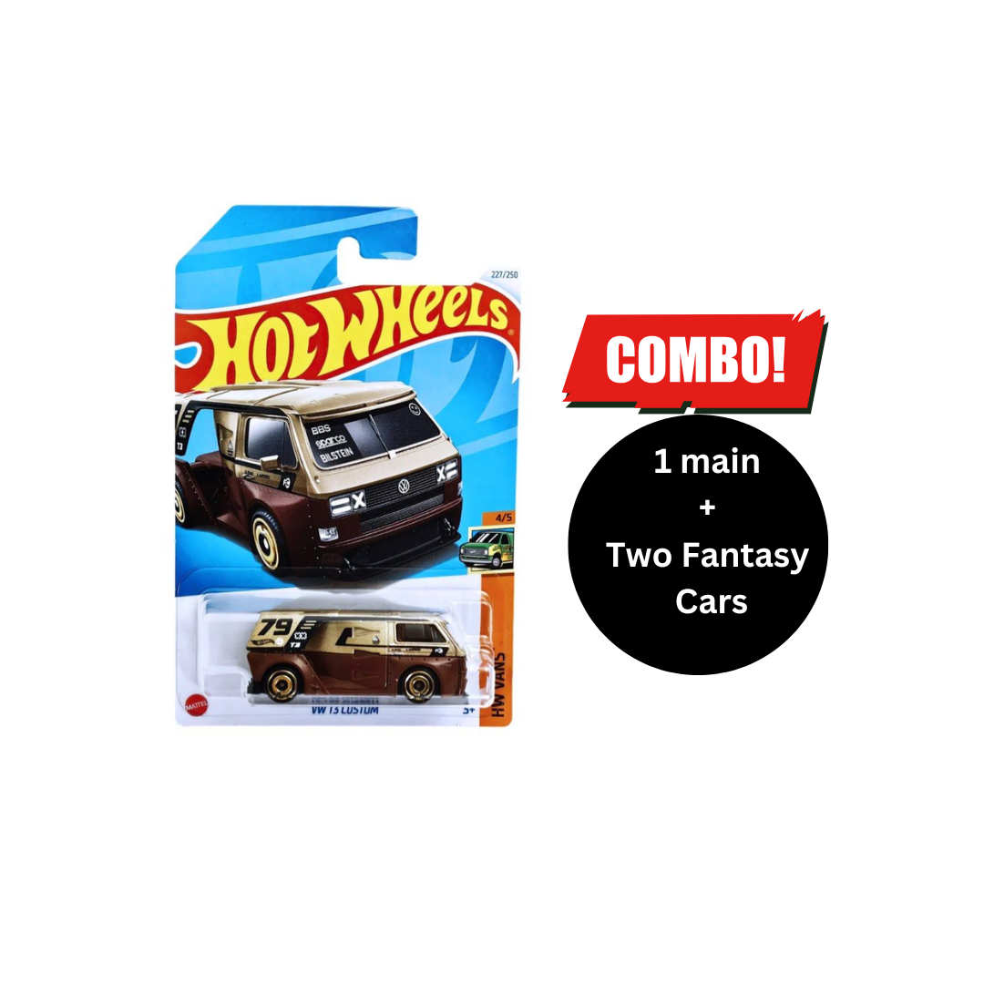 Hot Wheels 1:64 Scale VW T3 Custom Combo (1 main + 2 fantasy Car Free)