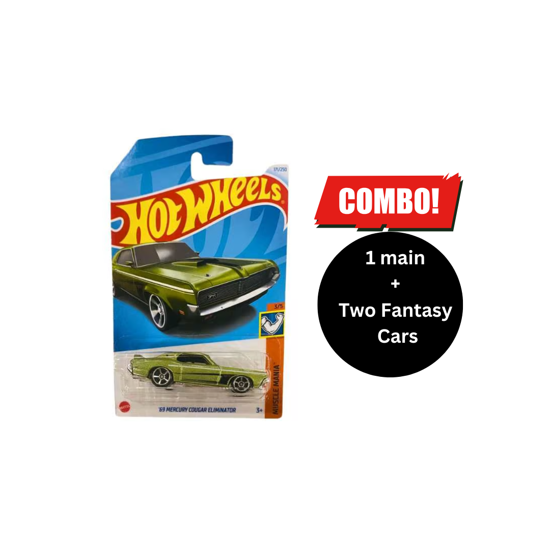 Hot Wheels 1:64 Scale 69 Mercury Cougar Eliminator Combo (1 main + 2 fantasy Car Free)