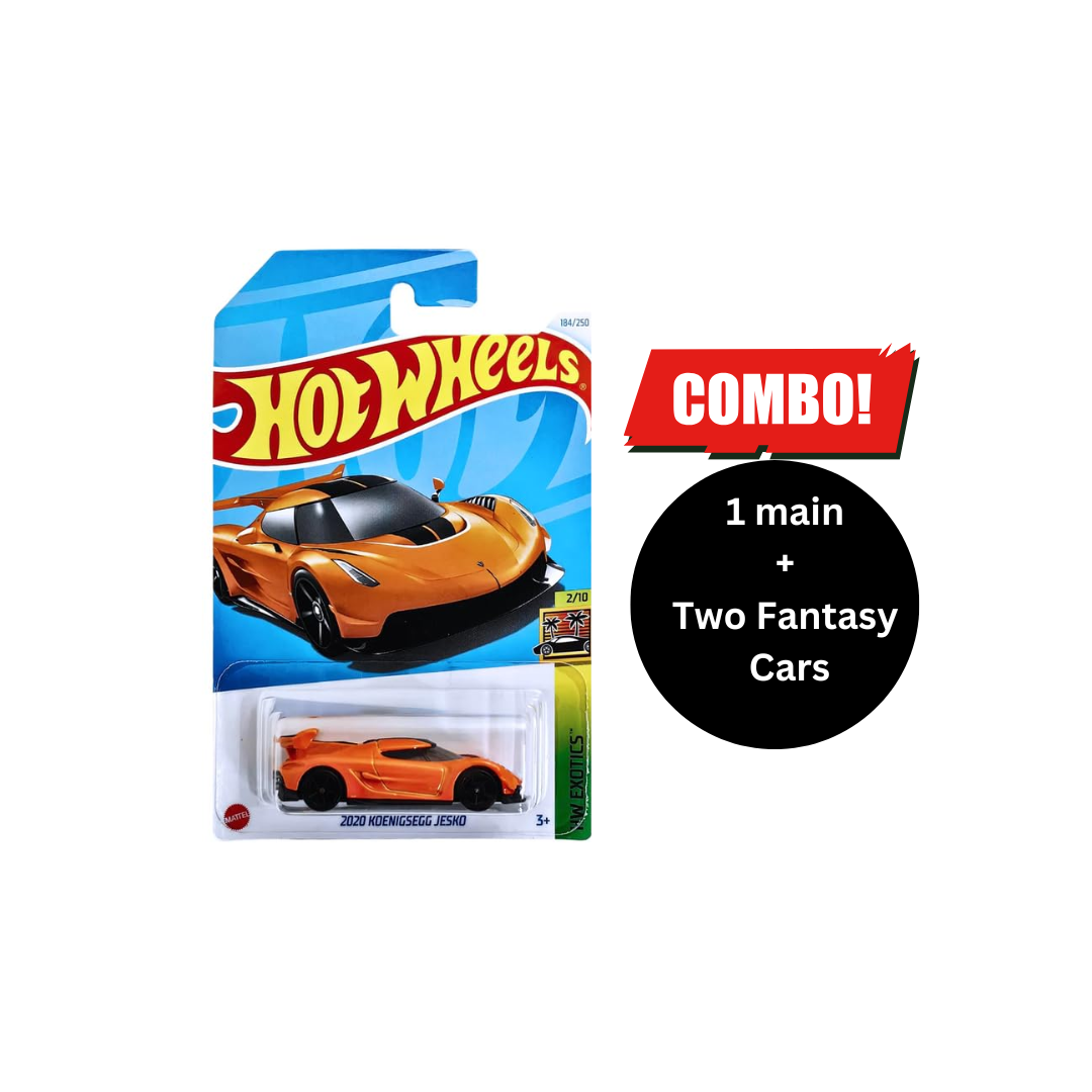 Hot Wheels 1:64 Scale 2020 Koenigsegg Jesko Combo (1 main + 2 fantasy Car Free)