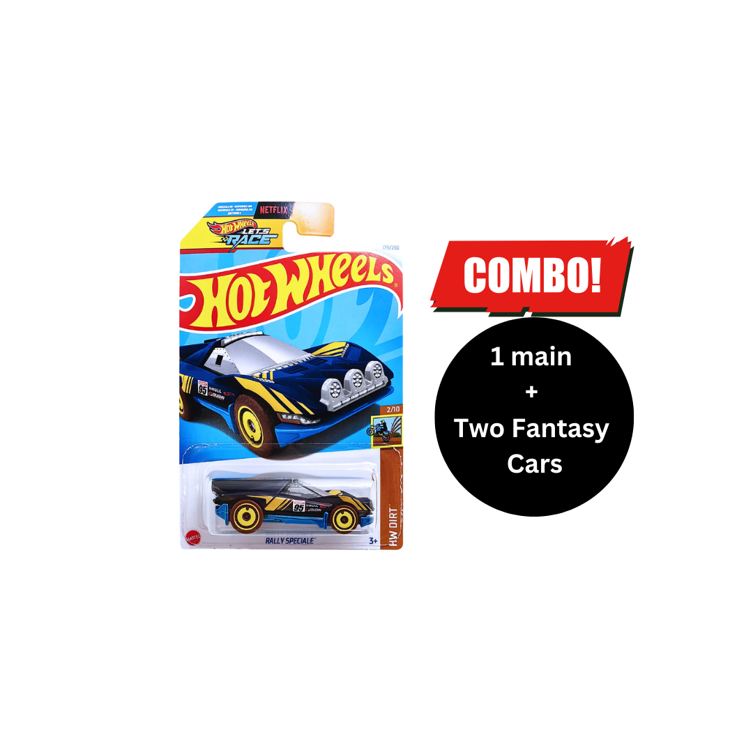 Hot Wheels 1:64 Scale Rally Speciale Combo (1 main + 2 fantasy Car Free)