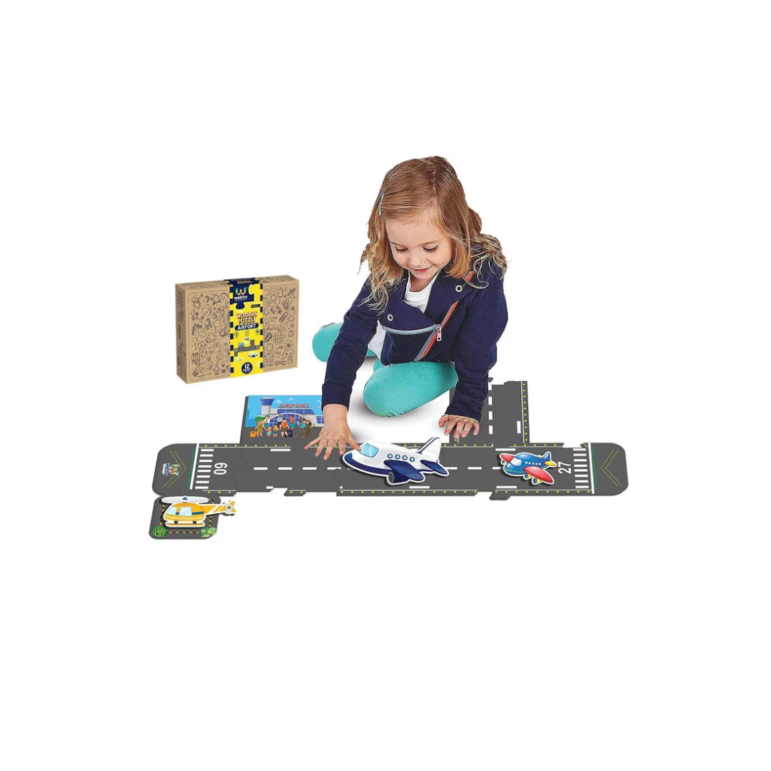 Webby Airport Wooden Puzzle 12pcs,  3Y+ (Multicolour)