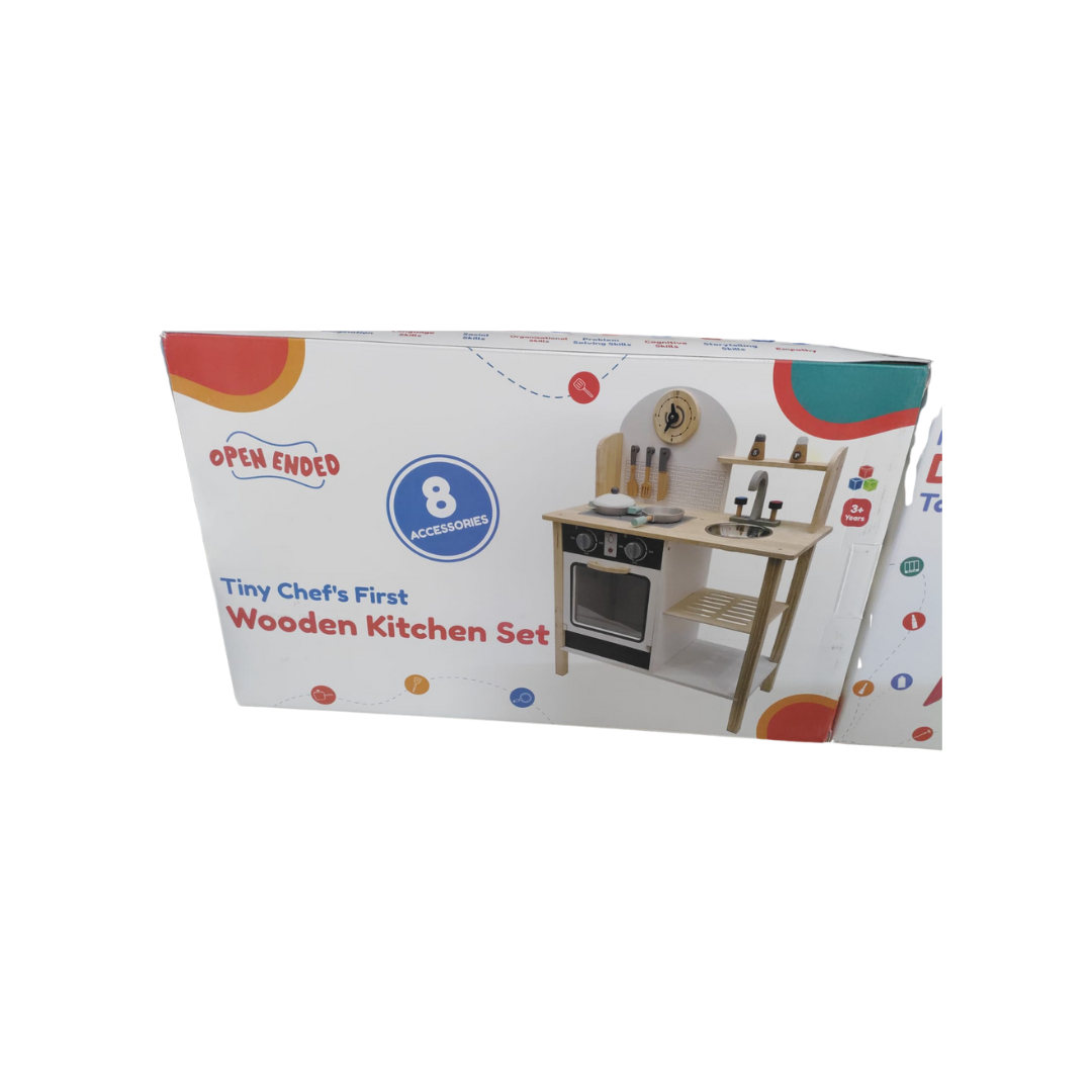Open Ended Tiny Chef's First Wooden Kitchen (8 Accessories included)