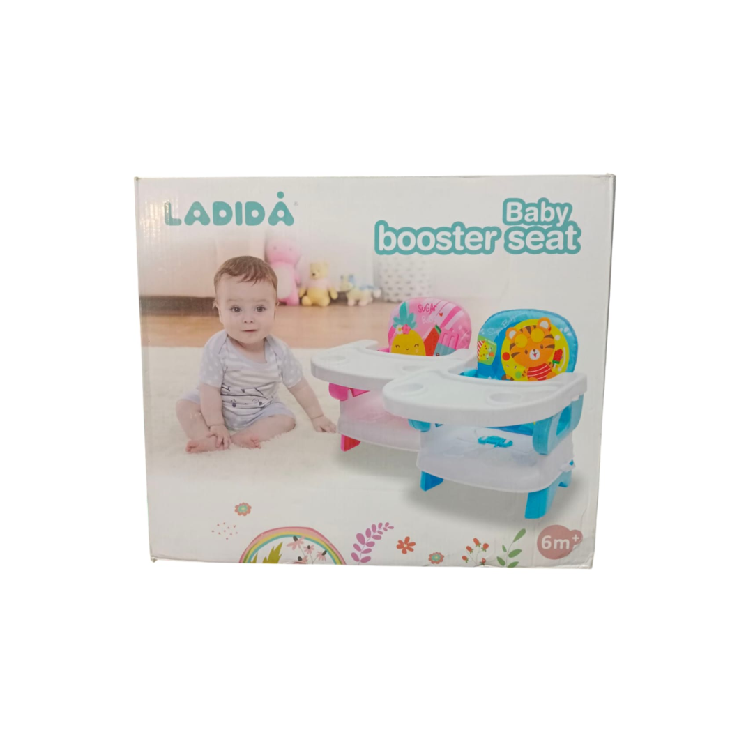 Ladida Fold Booster Seat 2-in-1: Infant Feeding & Toddler Booster Chair 2-Level Height Adjustment Pink