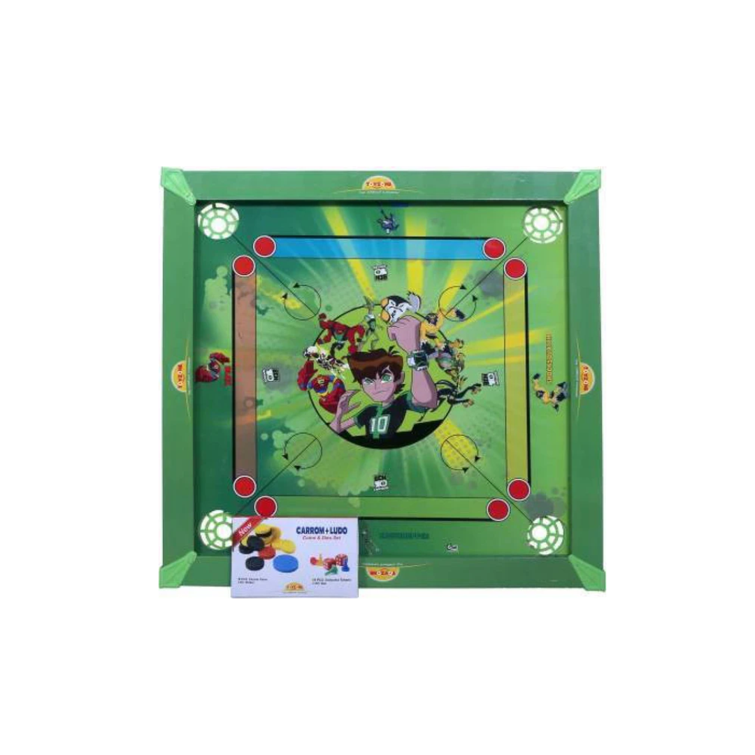 Toyzone Ben 10 Carrom Board Plus Ludo Carrom Board Game 20x 20 Inches