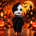 Halloween Creepy Doll Hanging Prop | Scary Black & White Ghost Doll Decoration