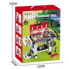 Food Allince Kitchen Play Set Plastic Simulation Handcart BBQ Grill with Electric Flat Grills & Spray Real Cooking Playset