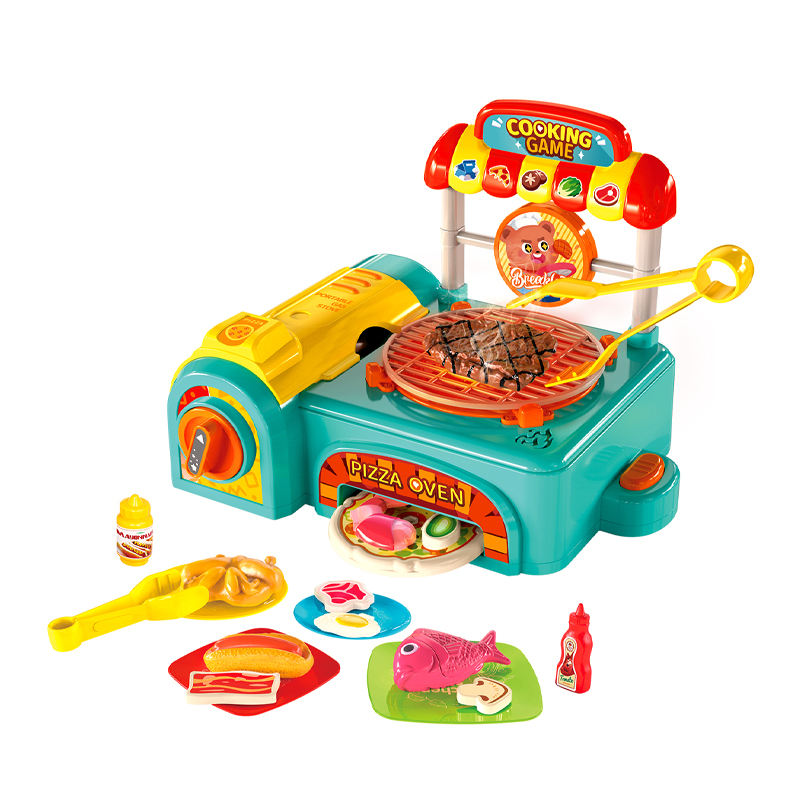FiveStar Kitchen Pretend Play Plastic Toy Gas Stove Set Kids Cooking Tableware Play Set