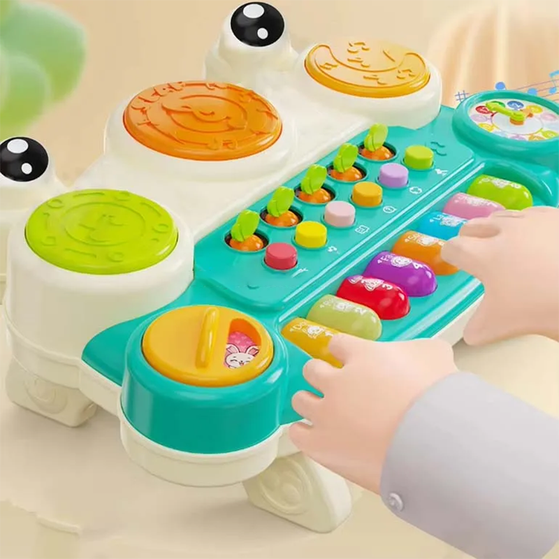Rainbow Toys Multi-Functional Electronic Drum Keyboard Sensory ABS Plastic Frog Piano Toy