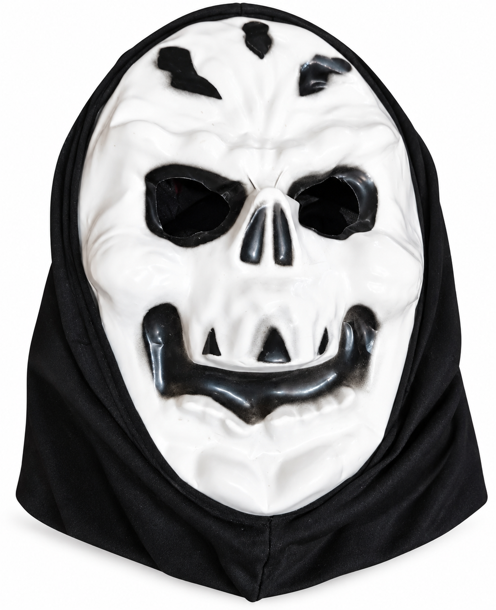 Skull Face Halloween Mask with Black Hood