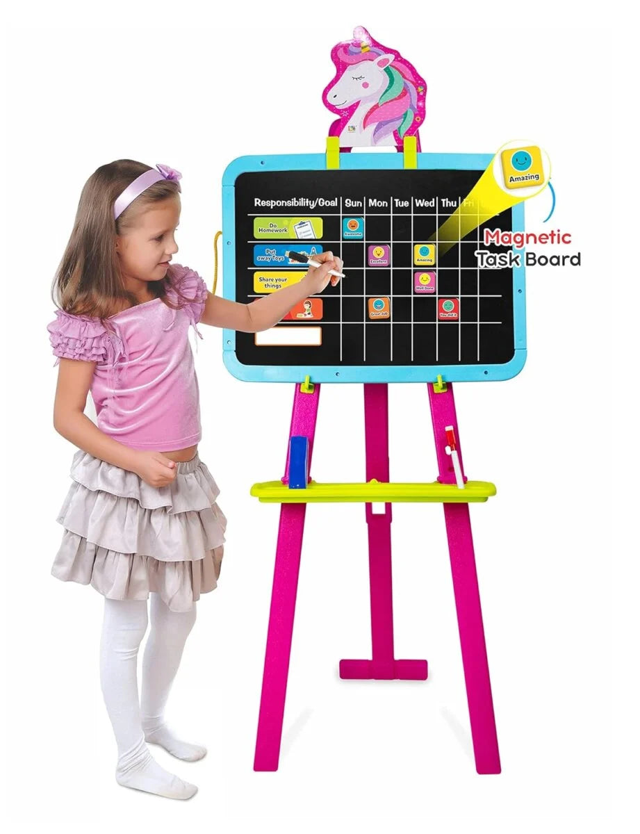 Itoys 8-in-1 Easel Board Magnetic Writing and Learning Activity Board