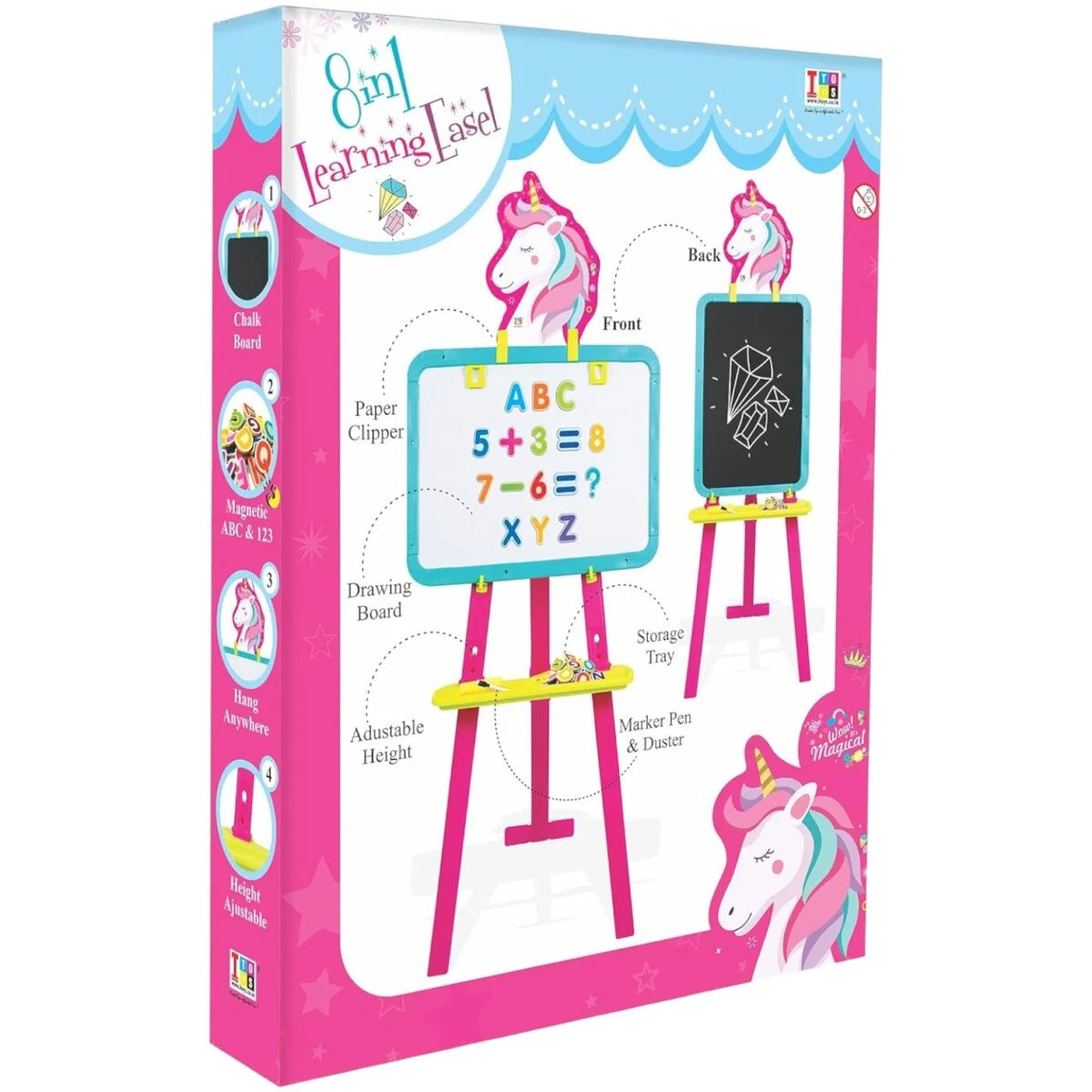 Itoys 8-in-1 Easel Board Magnetic Writing and Learning Activity Board