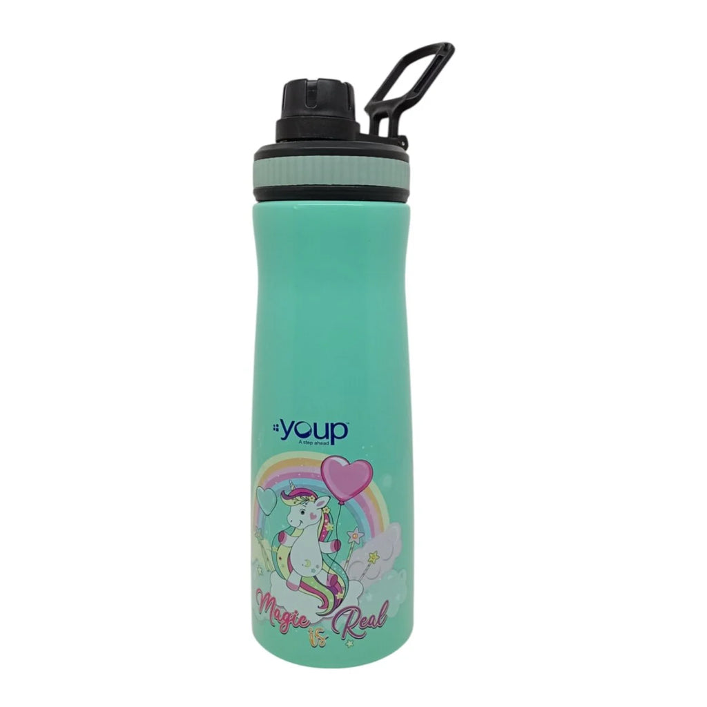 Youp 750 ML Stainless Steel Unicorn Theme Kids Water Bottle Insulated, Leak-Proof, and Stylish Hydration for Kids