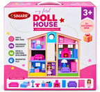 Simarr My First Doll House Playset with Doll & Accessories | Wooden Pretend Play House for Kids | 3+ Years