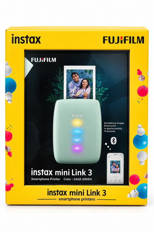 Fujifilm Instax Mini Link 3 Smartphone Photo Printer Starter Kit – Sage Green with 10-Sheet Instax Mini Film