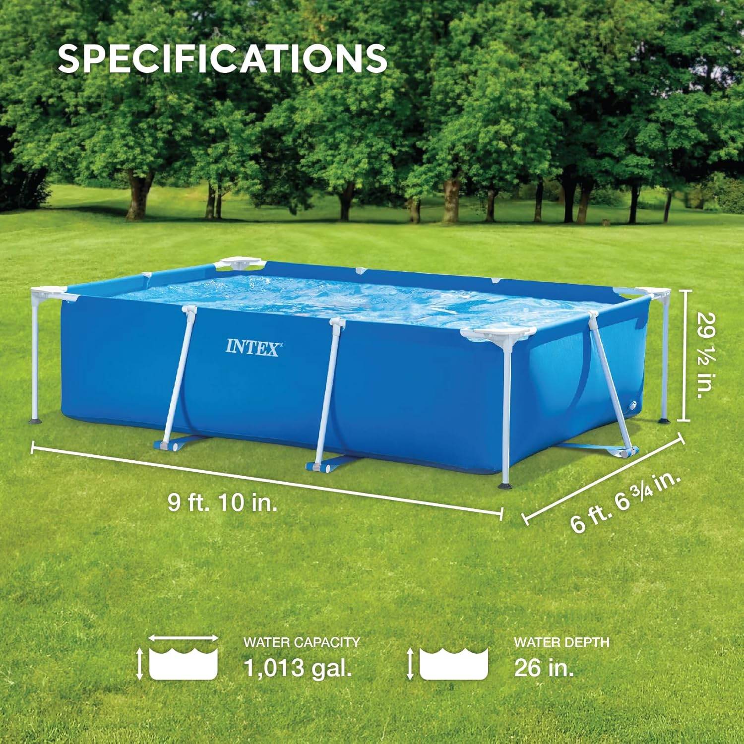 Intex 28272 Rectangular Frame Pool, Blue (9ft x6ft x2.5ft)