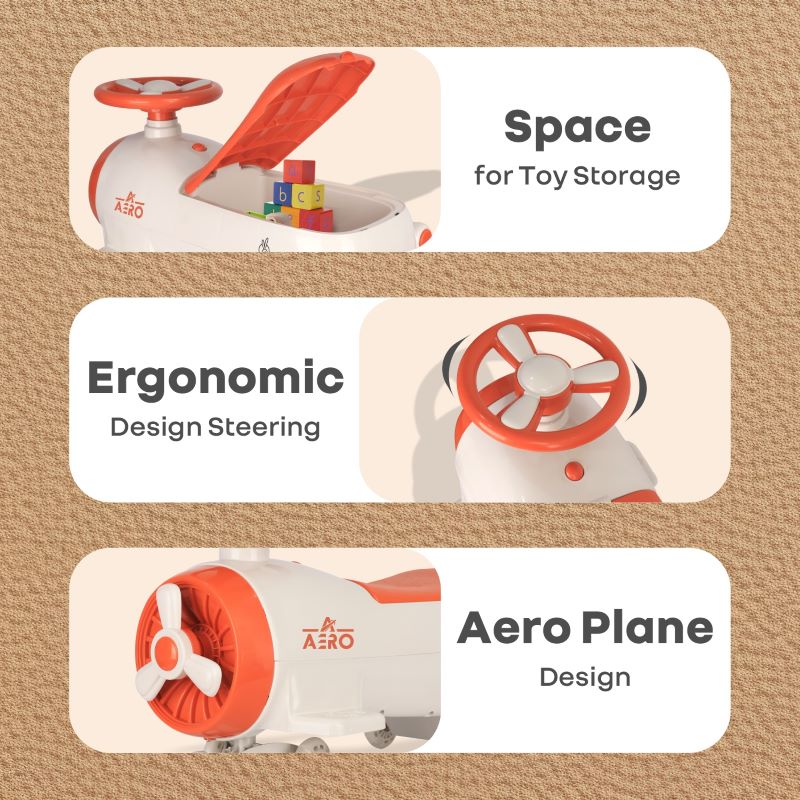 R for Rabbit Iya Iya Aero Swing Car Wheels, Up to 75 Kgs Cream Orange
