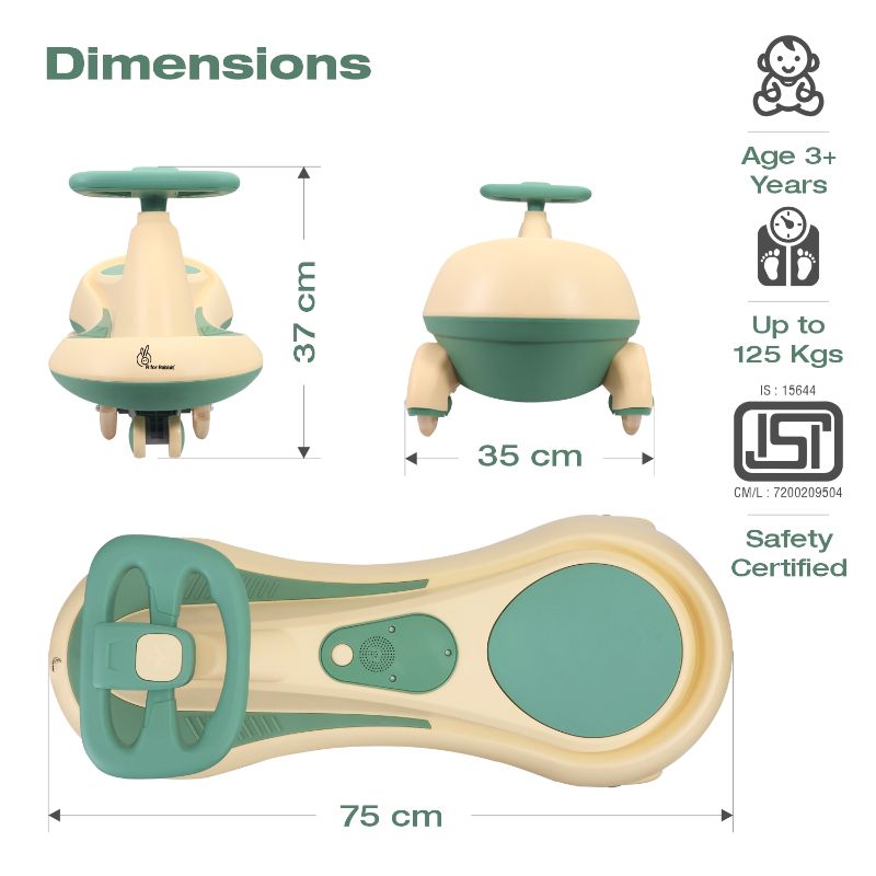 R For Rabbit Iya Iya Drift Swing Car Led Wheels,Peach Green