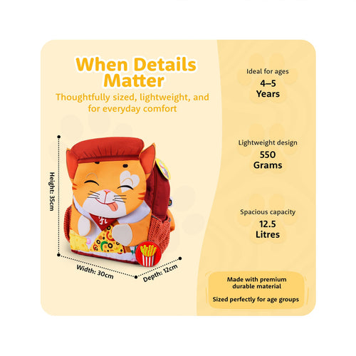 Filli & Me Chef Filli HugBag 12.5L Kids Backpack for Kindergarten (4-5 Years) Lightweight School & Travel Bag