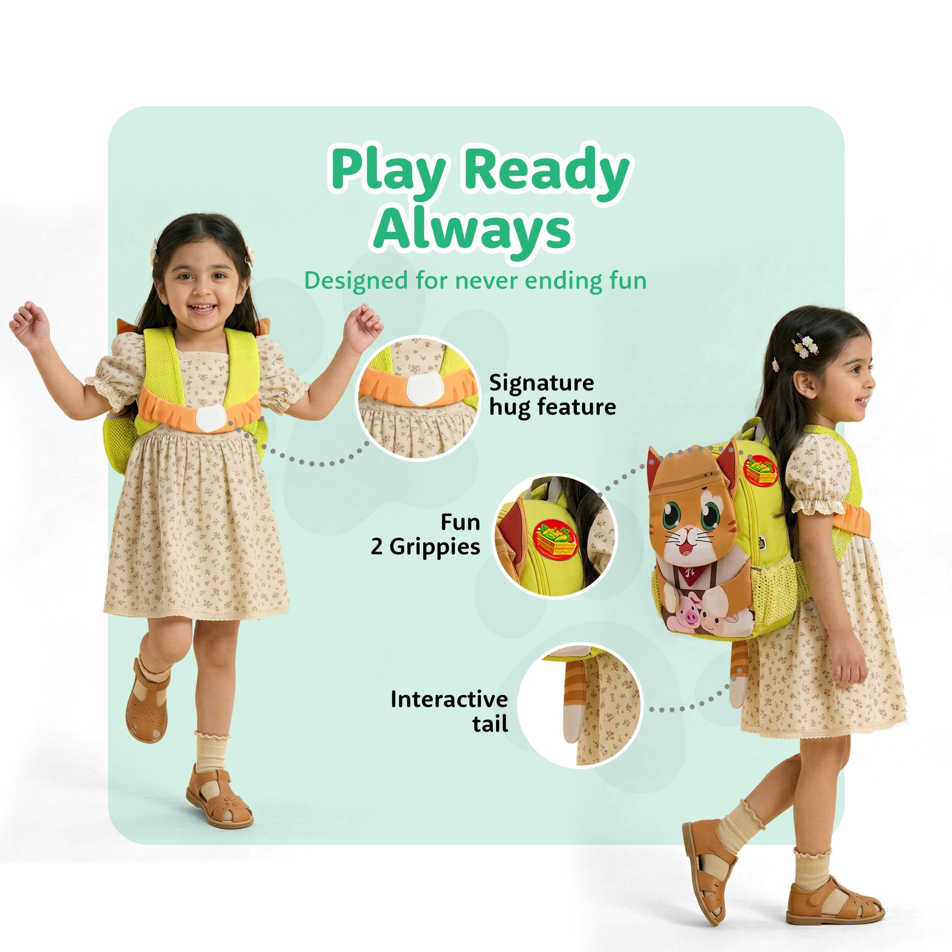 Filli & Me Farmer Filli HugBag 12.5L Kids Backpack for Kindergarten (4–5 Years) Lightweight School & Travel Bag