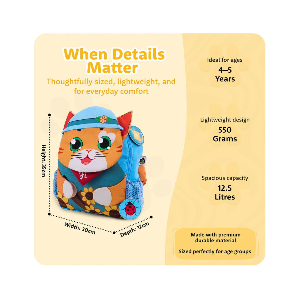 Filli & Me Gardener Filli HugBag 12.5L Kids Backpack for Kindergarten (4–5 Years)  Lightweight School & Travel Bag