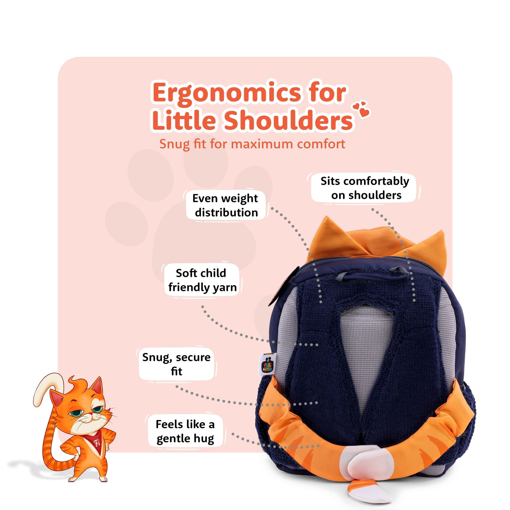 Filli & Me Rockstar Filli HugBag 12.5L Kids Backpack for Kindergarten (4–5 Years) Lightweight School & Travel Bag
