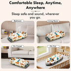 StarAndDaisy Baby Bed Set with Mosquito Net & Sleeping Bag Combo – Travel-Friendly Newborn Bed, Lion Print