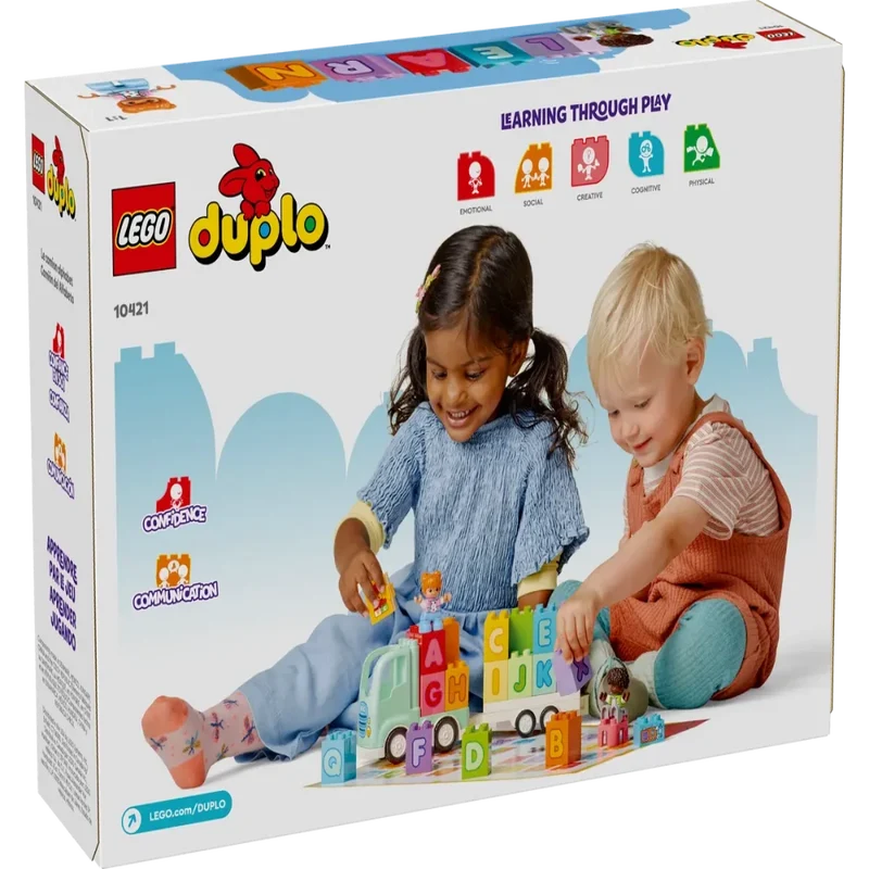LEGO DUPLO Town Alphabet Truck Building Set 10421, 36 Pieces, ABC Learning Toy Truck with Detachable Trailer & 2 Figures – 2+ Years
