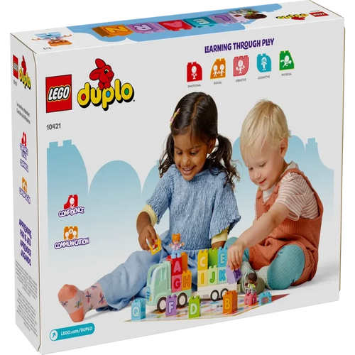 LEGO DUPLO Town Alphabet Truck Building Set 10421, 36 Pieces, ABC Learning Toy Truck with Detachable Trailer & 2 Figures – 2+ Years