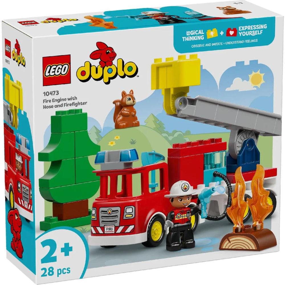 Lego 10473 Duplo Fire Truck With Hose And Firefighter (28 Pieces)