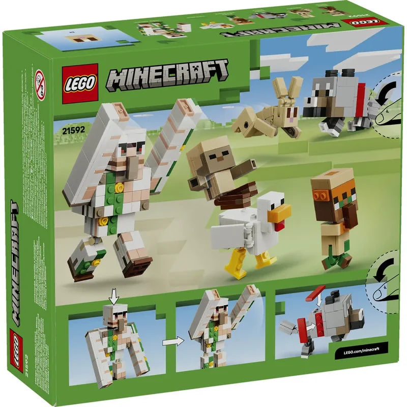 LEGO Minecraft Chicken Jockey Desert Attack Building Set 21592, 428 Pieces, 6 Posable Characters & Iron Golem – 9+ Years