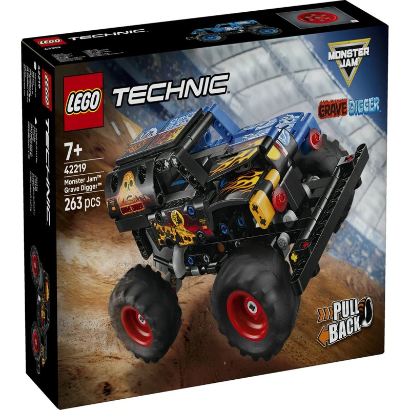 LEGO Technic Monster Jam Grave Digger Fire and Ice Pull-Back Monster Truck Building Set 42219, 263 Pieces – 7+ Years