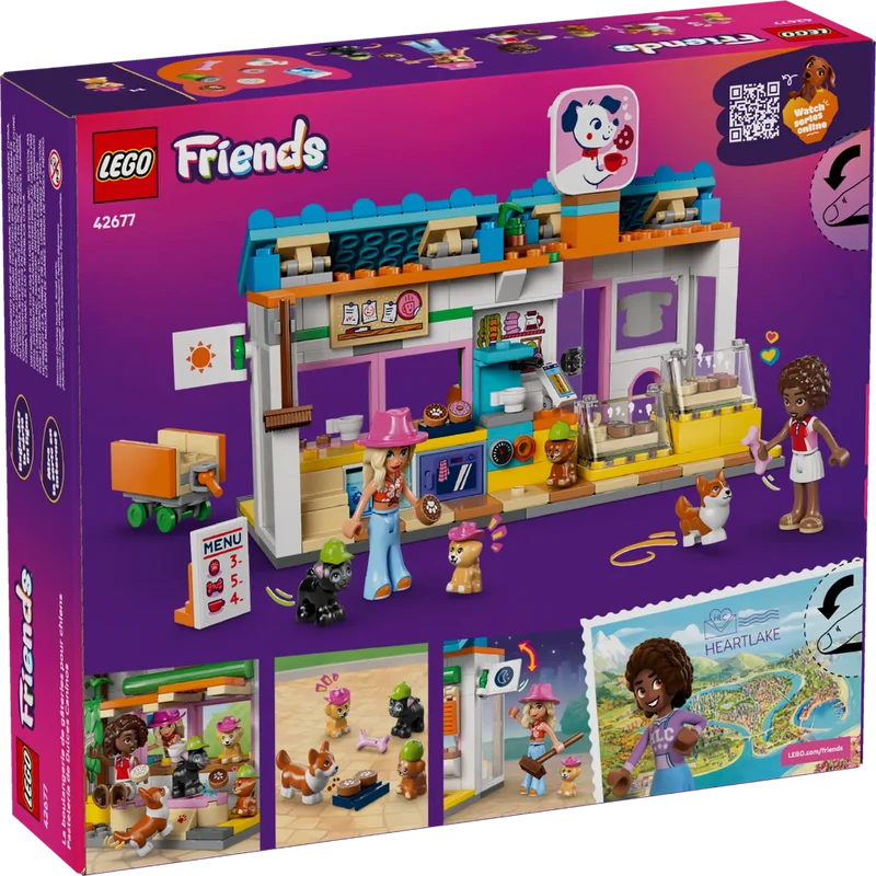 LEGO Friends Dog Treats Bakery Building Set 42677, 278 Pieces, Pet Bakery with 2 Mini Dolls & 4 Dog Figures – 6+ Years
