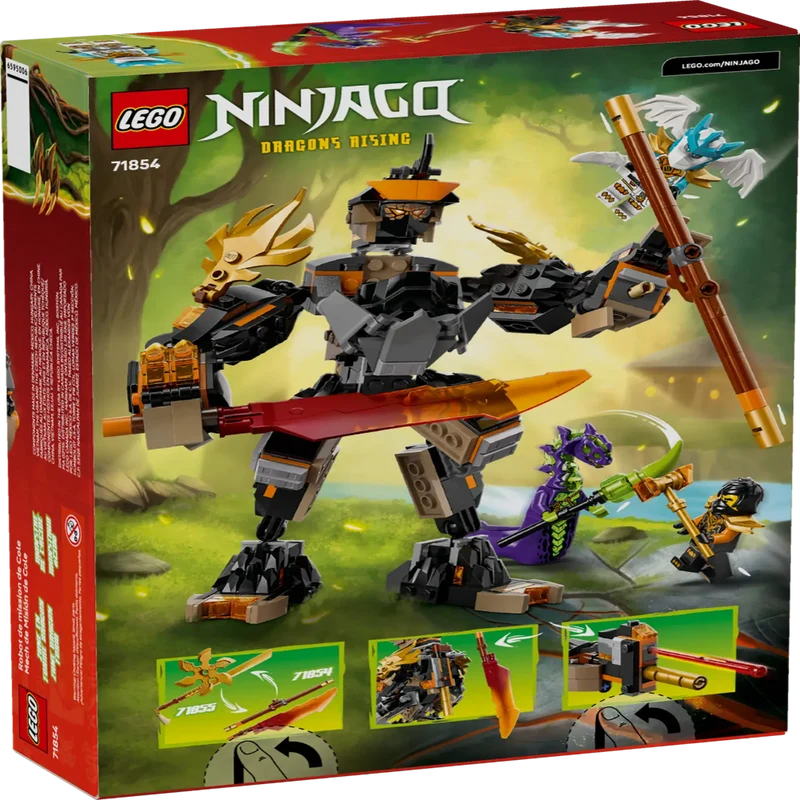 LEGO NINJAGO Cole’s Mission Mech & Dragon Zane Building Set 71854, 364 Pieces – 7+ Years