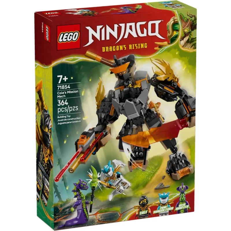 LEGO NINJAGO Cole’s Mission Mech & Dragon Zane Building Set 71854, 364 Pieces – 7+ Years