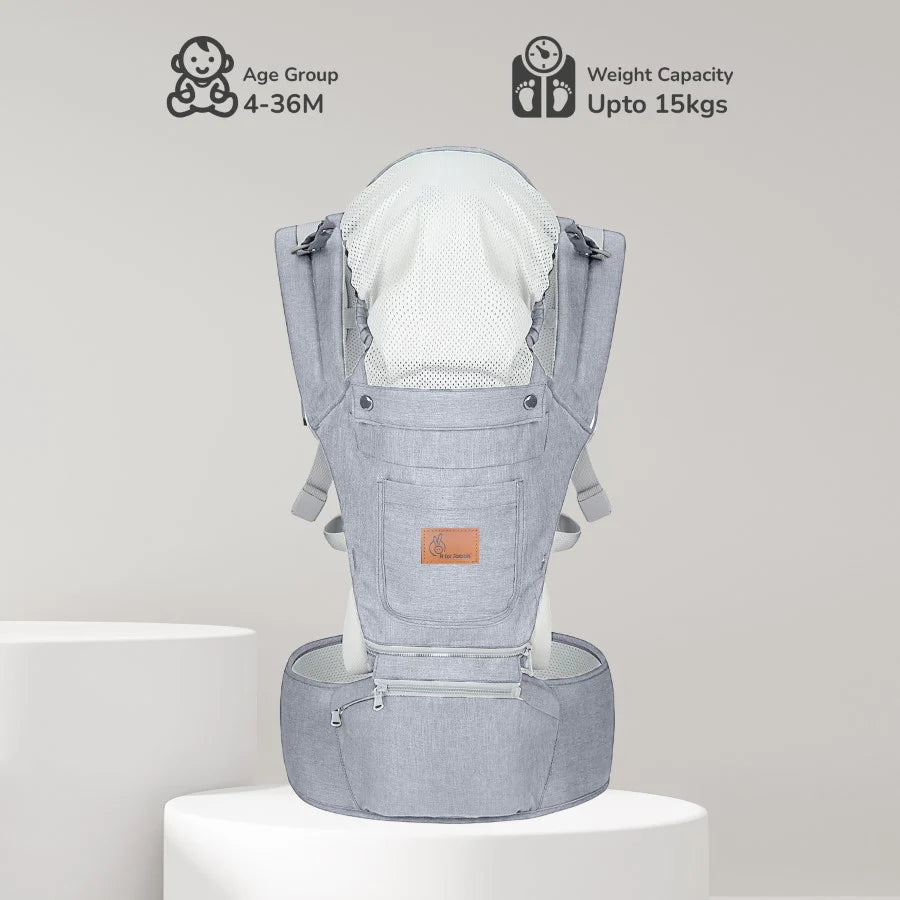 R For Rabbit Upsy Daisy Ergo 8-in-1 Hip Seat Baby Carrier Light Grey